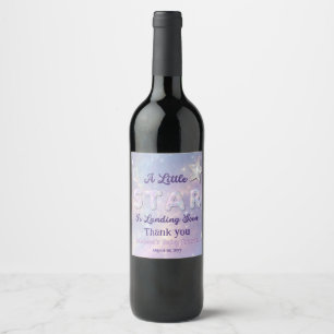 Little Star Is Landing Soon Celestial Baby Shower Wine Label