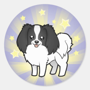 Little Star Phalene / Japanese Chin Classic Round Sticker