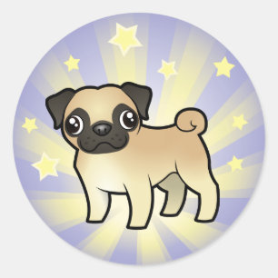 Little Star Pug Classic Round Sticker