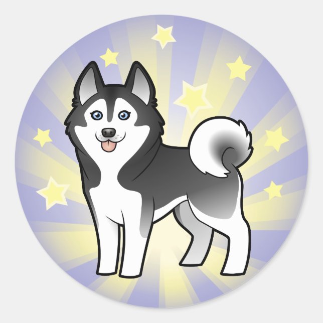 Little Star Siberian Husky / Alaskan Malamute Classic Round Sticker (Front)