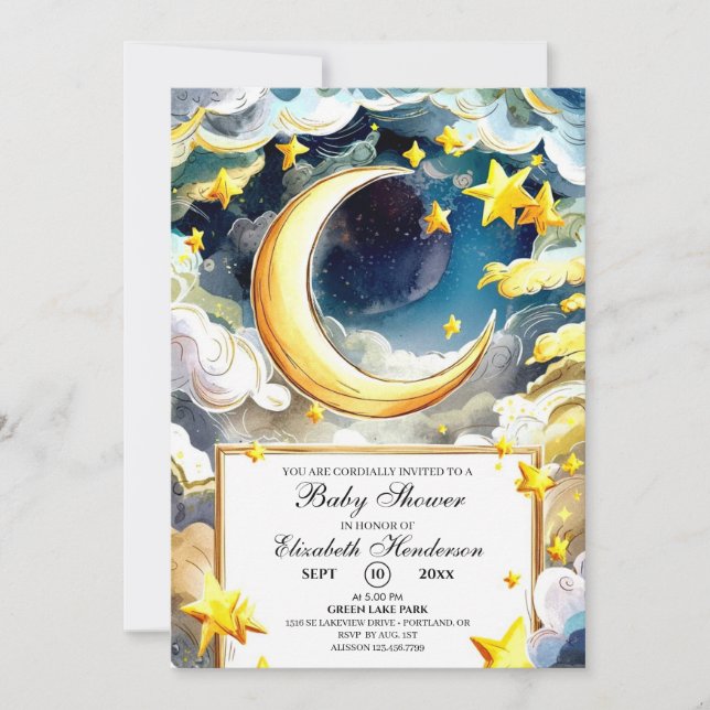 Little Starry Night Celestial Baby Shower Invitation (Front)