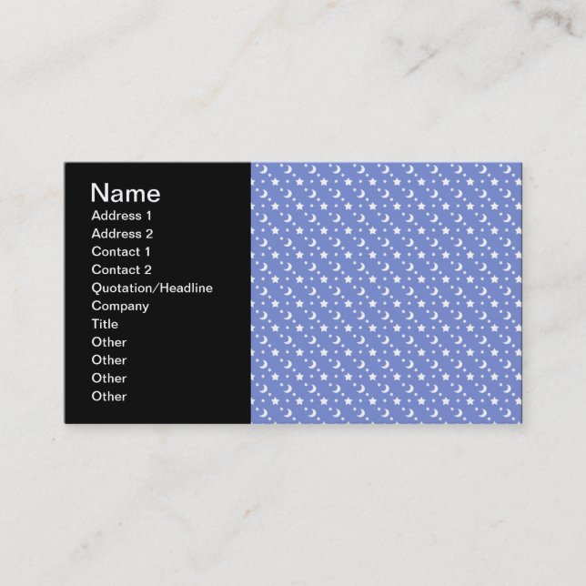 Little Stars and Moons Pattern on Blue Business Card (Front)