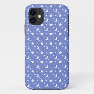 Little Stars and Moons Pattern on Blue iPhone 11 Case