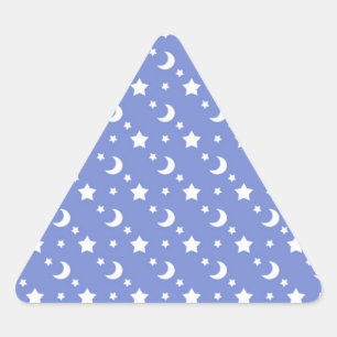 Little Stars and Moons Pattern on Blue Triangle Sticker