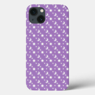 Little Stars and Moons Purple Background Pattern iPhone 13 Case