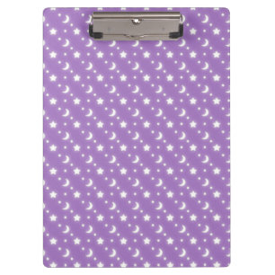 Little Stars and Moons Purple Background Pattern Clipboard