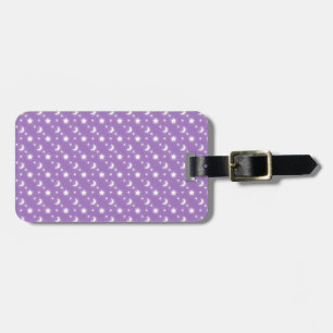 Little Stars and Moons Purple Background Pattern Luggage Tag