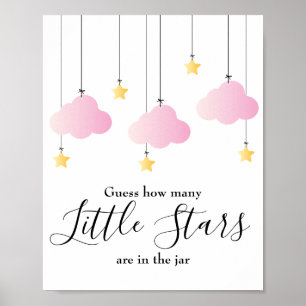 Little Stars Pink Baby Shower Game Sign