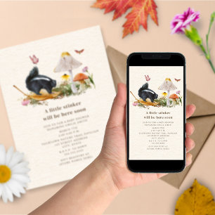 Little Stinker Floral Woodland Skunk Baby Shower Invitation