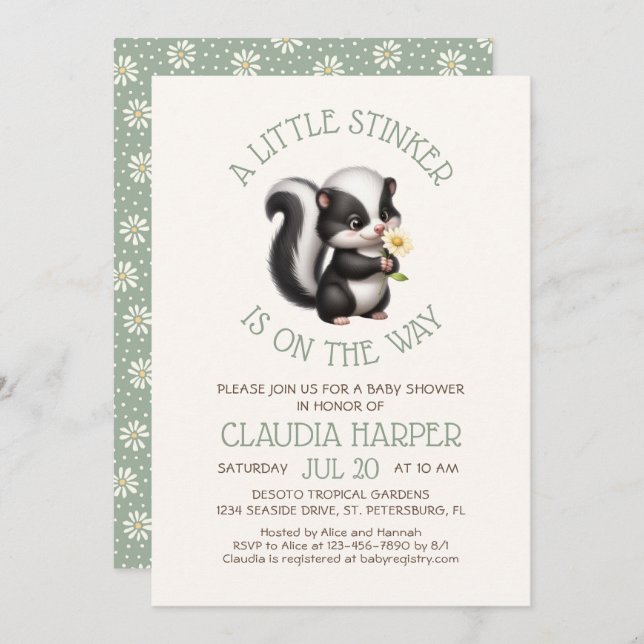 Little Stinker Skunk Baby Shower Invitation (Front/Back)