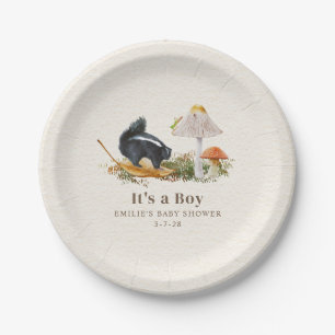 Little Stinker Woodland Skunk Boy Baby Shower Paper Plate