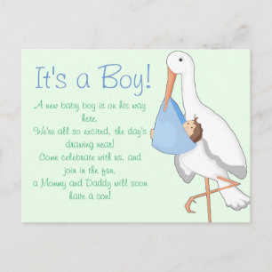 "Little Stork" It's a Boy! Announcement Postcard