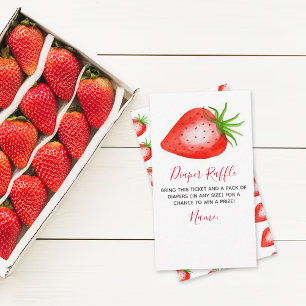 Little Strawberry Baby Shower Diaper Raffle Enclosure Card