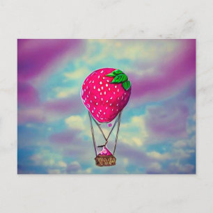 Little Strawberry Hot Air Balloon Postcard