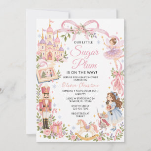 Little Sugar Plum Nutcracker Floral Baby Shower  Invitation
