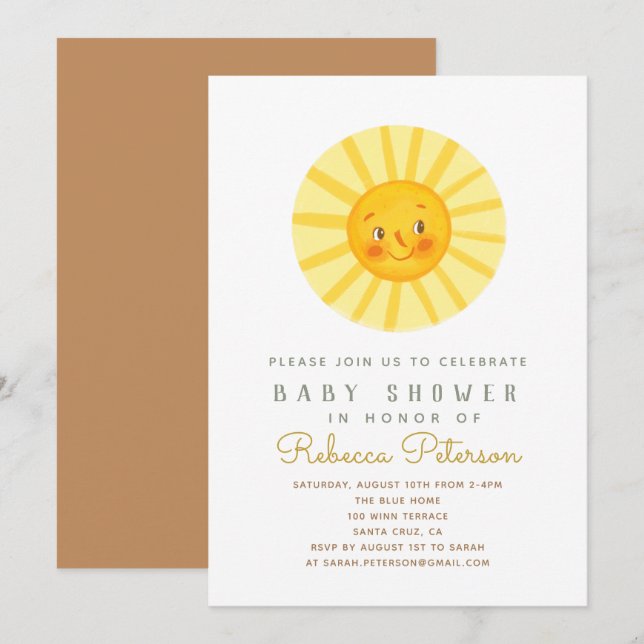Little Sun Baby Shower Invitation (Front/Back)