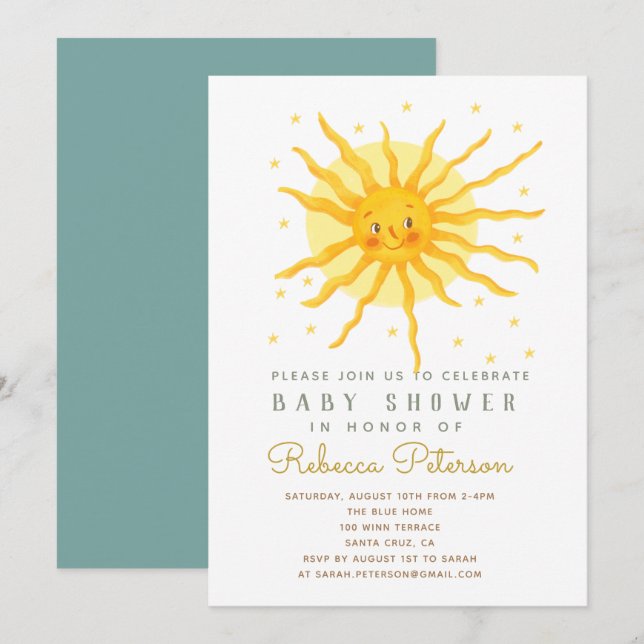 Little Sun Baby Shower Invitation (Front/Back)