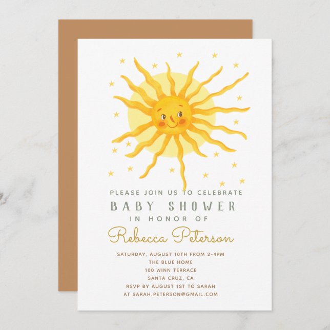 Little Sun Baby Shower Invitation (Front/Back)