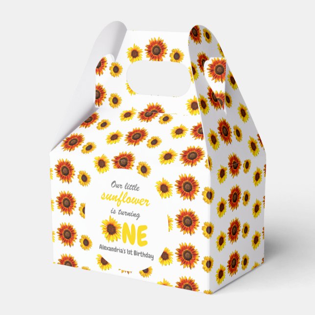 Little Sunflower 1st Birthday Favour Box (Front Side)