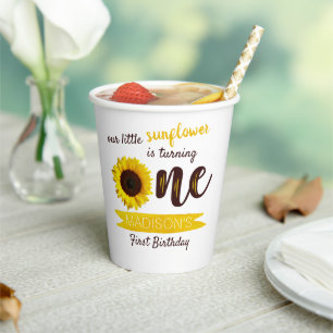 Little Sunflower 1st Birthday Paper Cups