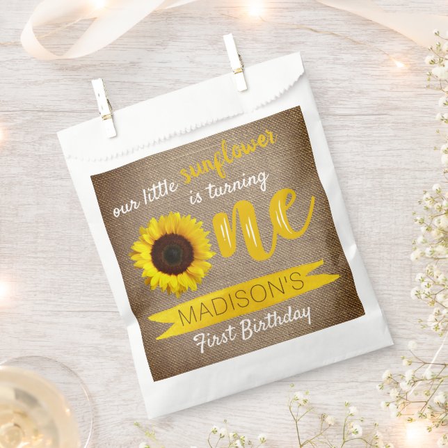 Little Sunflower 1st Birthday Party Favour Bags (Clipped)