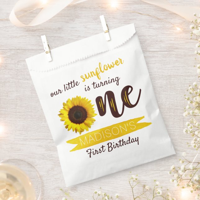 Little Sunflower 1st Birthday Party Favour Bags (Clipped)