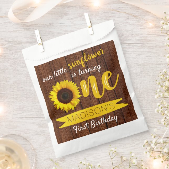 Little Sunflower 1st Birthday Party Favour Bags (Clipped)
