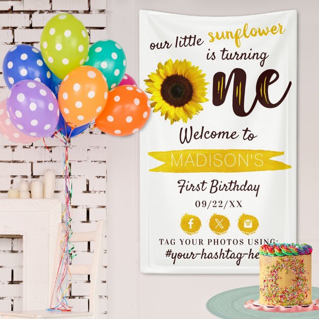 Little Sunflower 1st Birthday Welcome Banner (Creator Uploaded)
