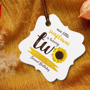 Little Sunflower 2nd Birthday Favour Tags
