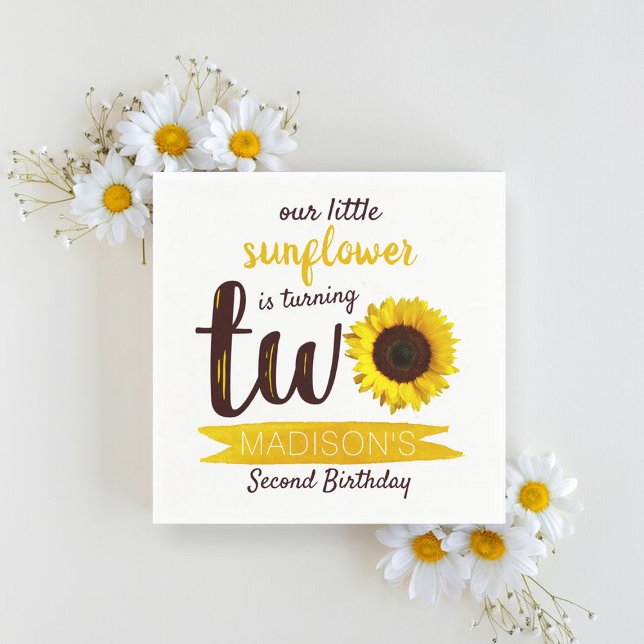 Little Sunflower 2nd Birthday Napkin (Creator Uploaded)