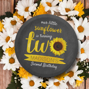 Little Sunflower 2nd Birthday Paper Plate