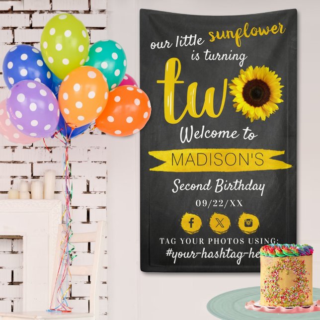 Little Sunflower 2nd Birthday Party Welcome Banner (Creator Uploaded)