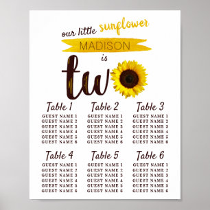 Little Sunflower 2nd Birthday Seating Chart