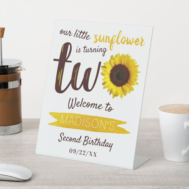Little Sunflower 2nd Birthday Welcome Pedestal Sign (In SItu)