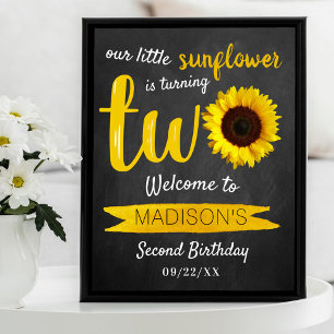 Little Sunflower 2nd Birthday Welcome Sign