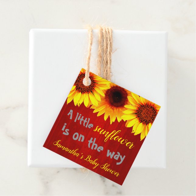 Little Sunflower Baby Shower Favour Tags (In Situ)