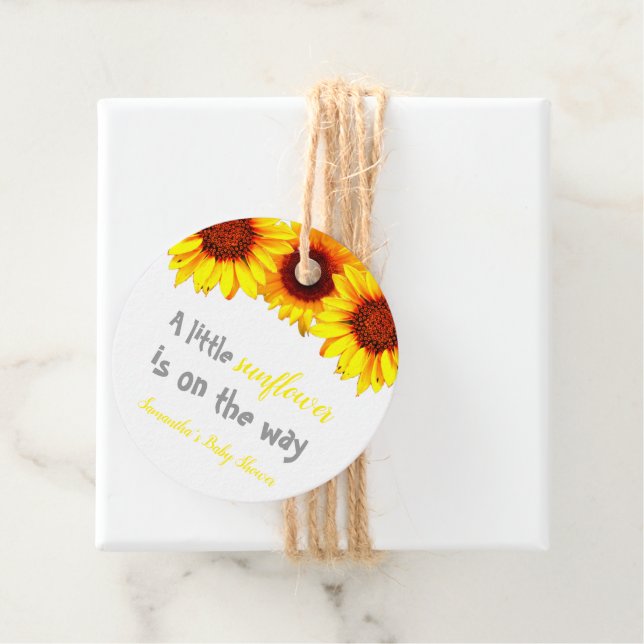 Little Sunflower Baby Shower Favour Tags (In Situ)