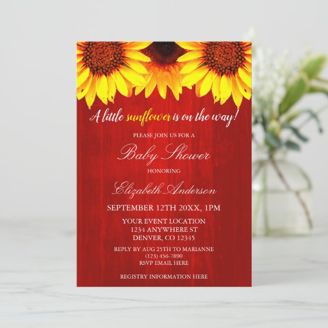 Little Sunflower Baby Shower Invitation (Standing Front)