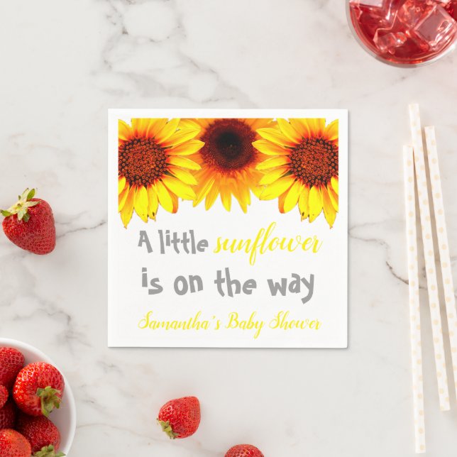 Little Sunflower Baby Shower Napkin (Insitu)