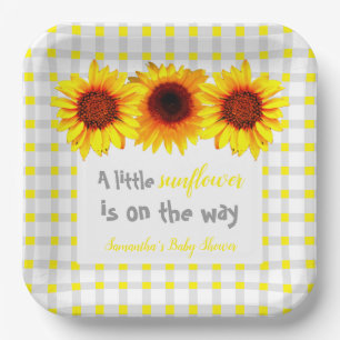 Little Sunflower Baby Shower Paper Plate