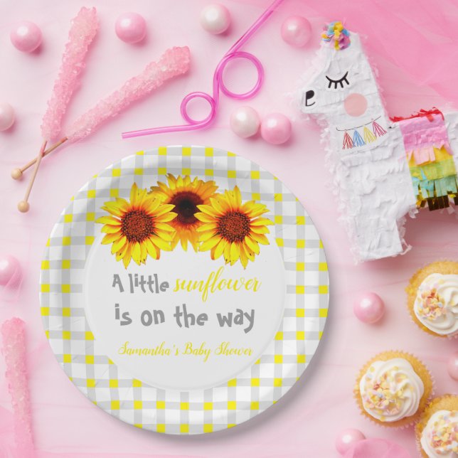 Little Sunflower Baby Shower Paper Plate (Party)