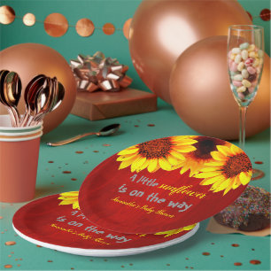 Little Sunflower Baby Shower Paper Plate