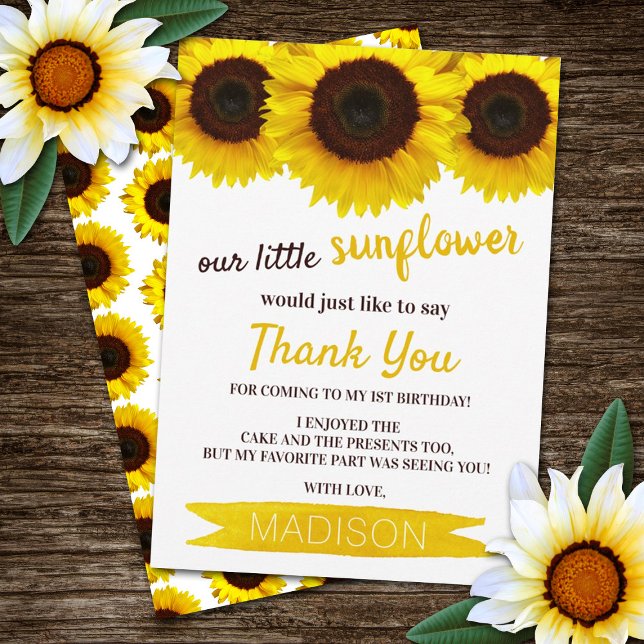 Little Sunflower Birthday Thank You Card (Creator Uploaded)