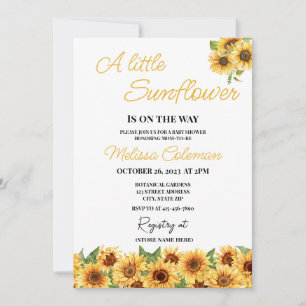 Little Sunflower Is On The Way Baby Shower Invitation