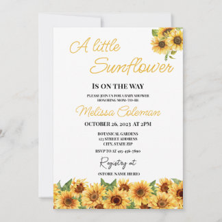 Little Sunflower Is On The Way Baby Shower Invitation