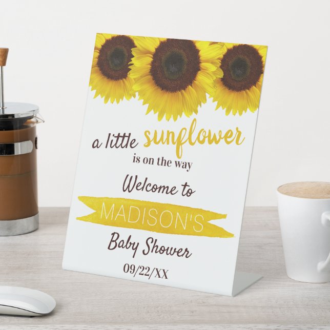 Little Sunflower On The Way! Baby Shower Welcome Pedestal Sign (In SItu)
