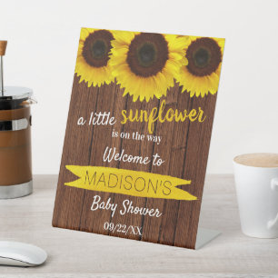 Little Sunflower On The Way! Baby Shower Welcome Pedestal Sign