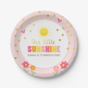 Little sunhine Paper Plates Birthday Girl Pink