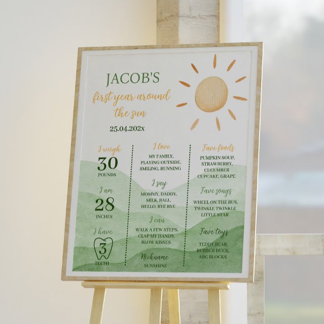 Little Sunshine 1st Birthday Milestone Poster (Creator Uploaded)