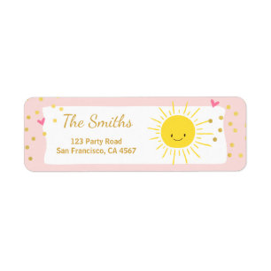 Little sunshine Address Labels Summer Pink Gold